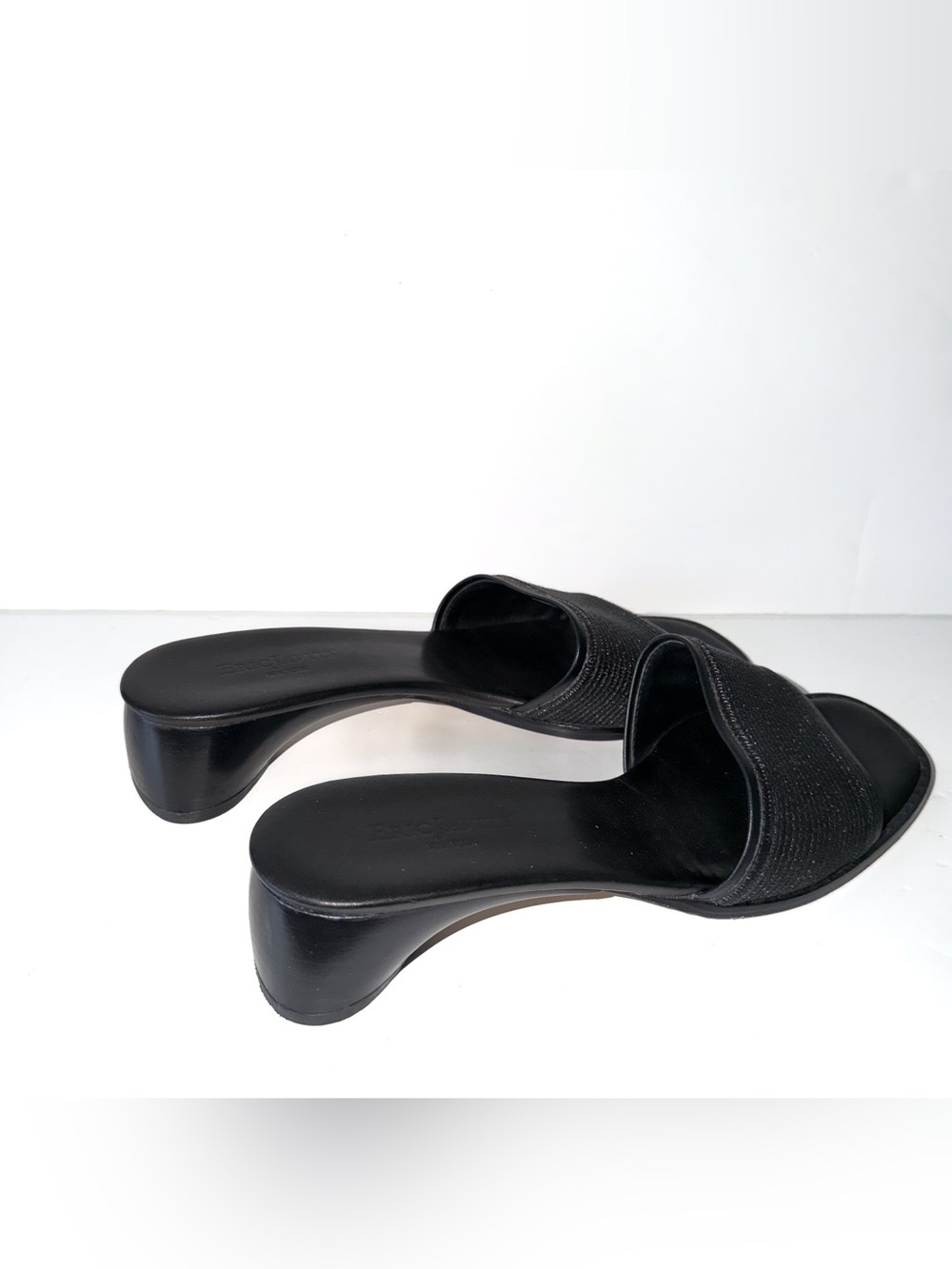 Eric Javitz Black Slide Sandals Women's Low Heel Slide Sz 9 Summer Minimalist - Picture 2 of 8